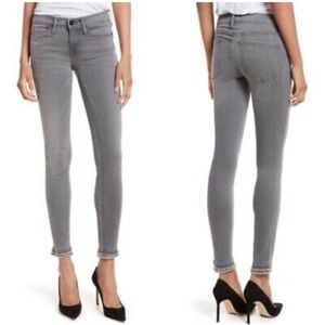 FRAME Le Skinny Jeans Maralago Wash Raw Frayed Released Hem Gray Sz 26